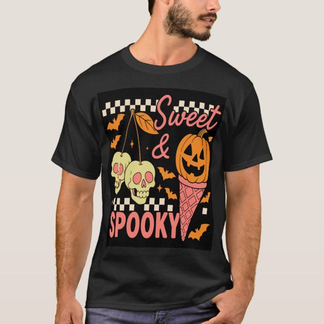 T-shirt Halloween adorable sucré et effrayant (Devant)