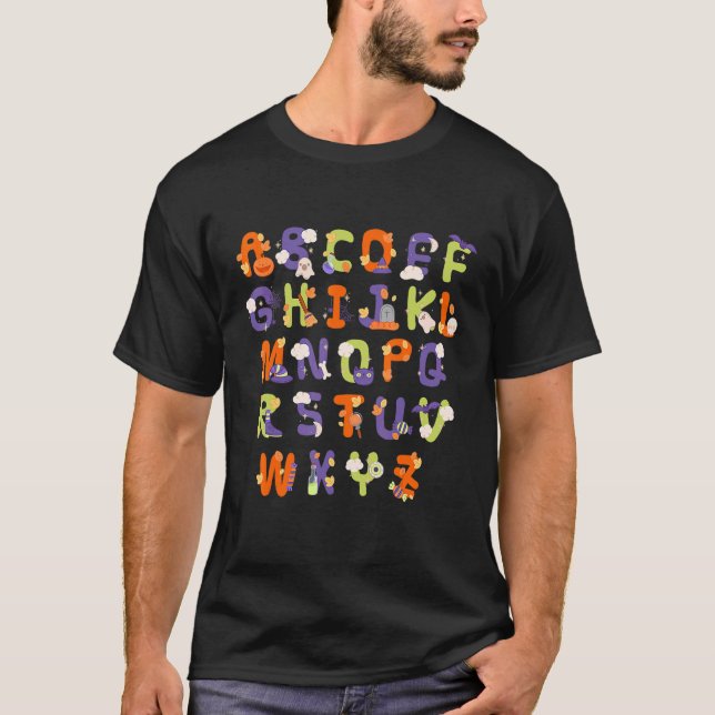 T-shirt Halloween Alphabet Lazy Costume d'Halloween Enseig (Devant)