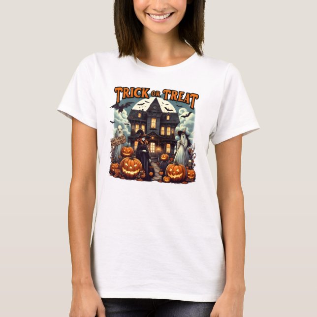 T-shirt Halloween amusant avec des citrouilles et des fant (Devant)