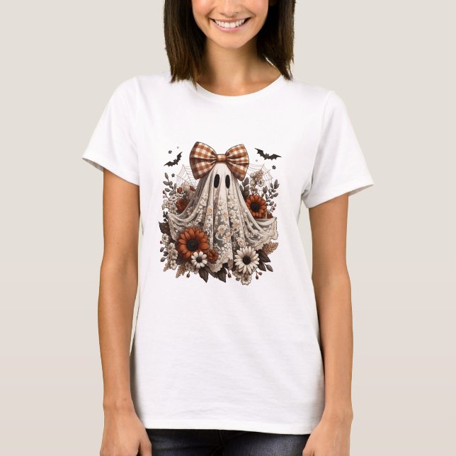 T-Shirt Halloween amusant - Fantôme de dentelle -  (Devant)