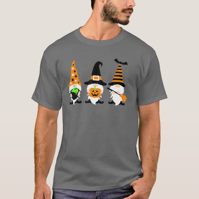 T-shirt Halloween amusant Gnomes Citrouille Halloween (Devant)