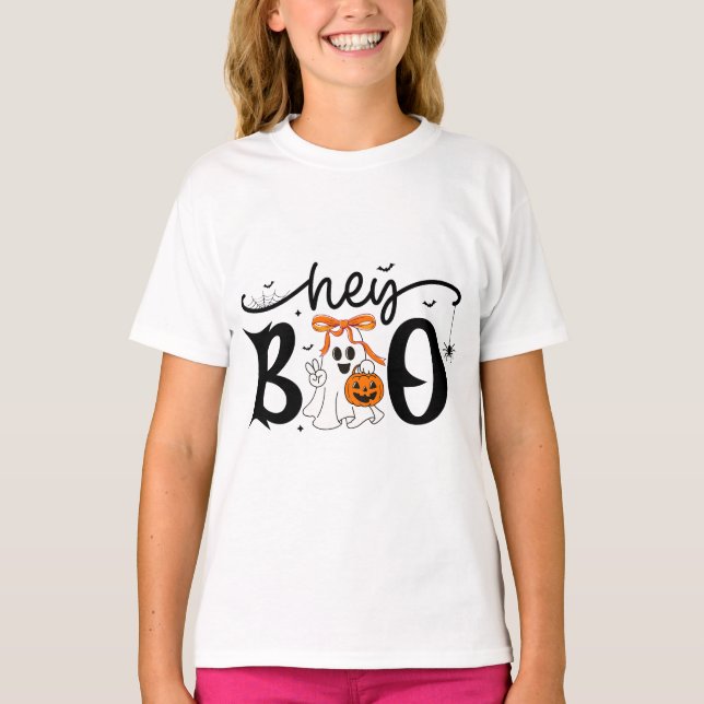 T-shirt Halloween amusant - Hey Boo (Devant)