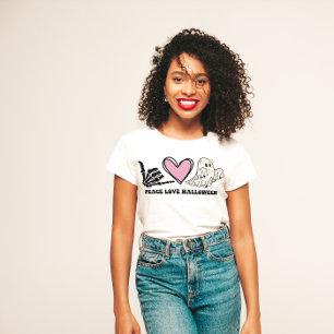 T-SHIRT HALLOWEEN AMUSANT LA PAIX AMOUR HALLOWEEN   SKELET