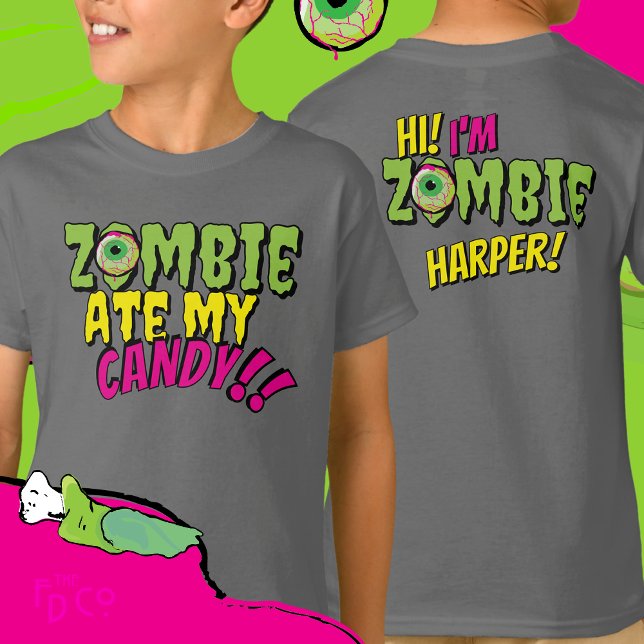 T-shirt Halloween amusant ‘Zombie Ate My Candy’ (Créateur téléchargé)