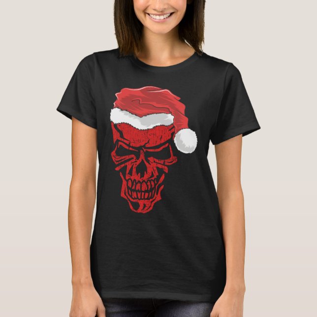 T-shirt Halloween and Christmas Skull Graphic Tees Hallowe (Devant)