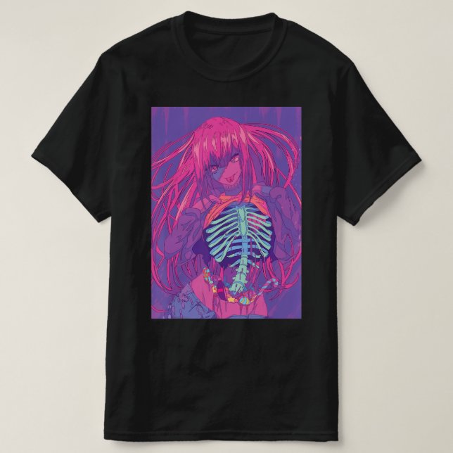 T-shirt Halloween Anime Éffrayant Anime Girl Waifu effroi (Design devant)