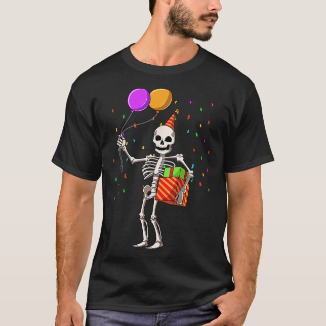 T-shirt Halloween Anniversaire Soirée Skeleton Anniversair (Devant)