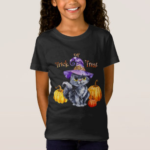 T-Shirt Halloween - Aquarelle Cute Kitten Casquette et Cit
