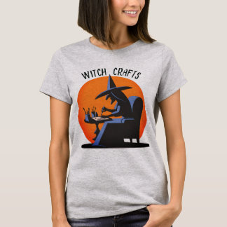 T-shirt Halloween artisanal sorcière rétro