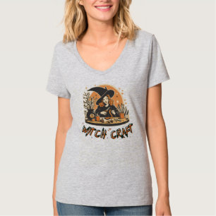 T-shirt Halloween artisanal sorcière rétro