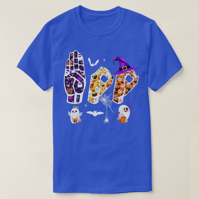 T-shirt Halloween ASL, LSF à la main Ghost Sourd P (Design devant)