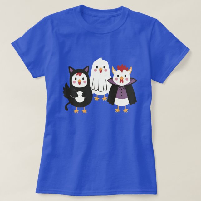 T-shirt Halloween au poulet mignon - Poulets amusa (Design devant)