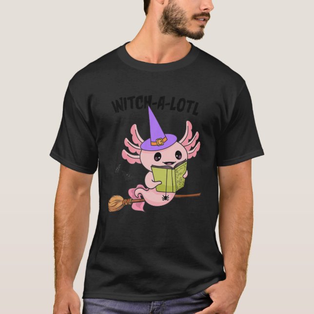 T-shirt Halloween Axolotl éffrayant, Sorcière-A-Lotl migno (Devant)