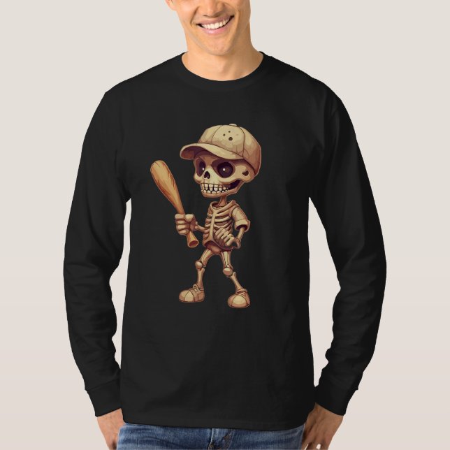 T-shirt Halloween baseball skeleton for youth boys basebal (Devant)