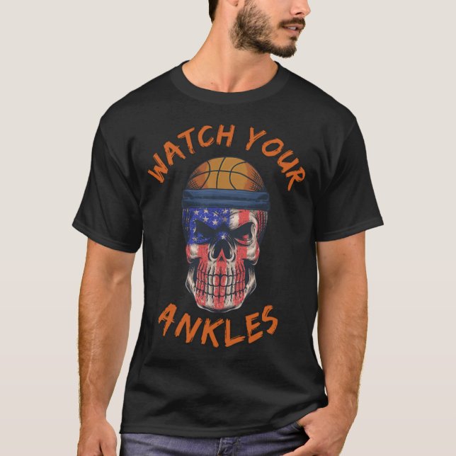 T-shirt Halloween Basketball Skeleton Watch Your 90s baske (Devant)