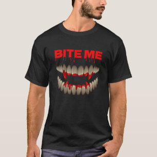 T-shirt Halloween Bite Me Vampire Bloody Teeth Fangs Costu