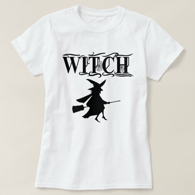 T-shirt Halloween Black Wicked Flying Witch (Design devant)