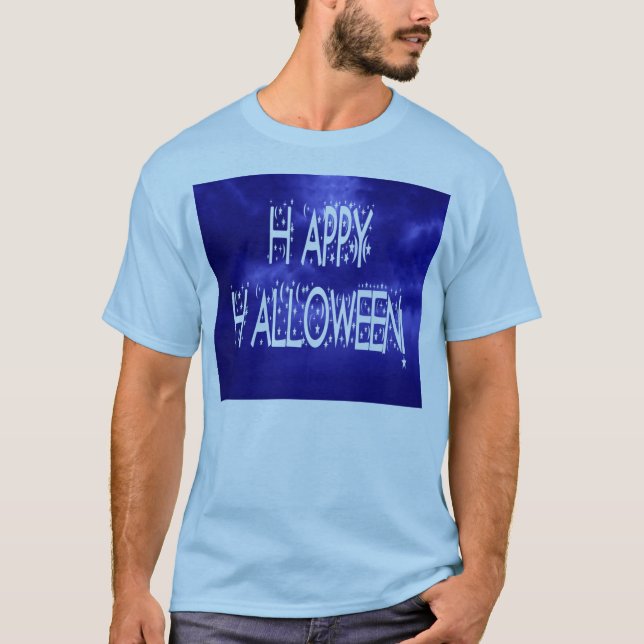 T-shirt Halloween bleu nuit joyeux Halloween Texte Mens T- (Devant)
