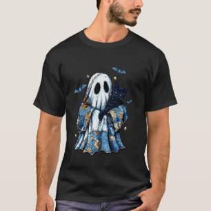 T-shirt Halloween Blue Denim Fantôme Chat Noir Patchwork G