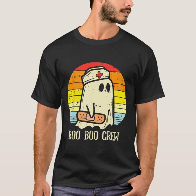 T-shirt Halloween Boo Boo Crew Ghost Nurse Retro Halloween (Devant)