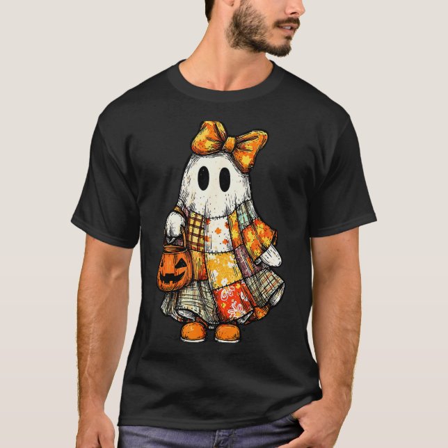 T-shirt Halloween Boo Ghost Patchwork Quilter Quilting Sew (Devant)
