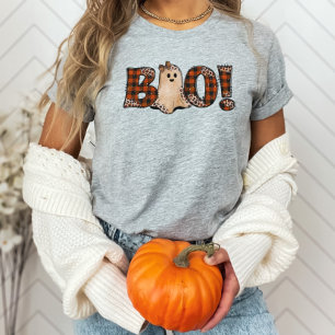 T-shirt Halloween Boo Orange Plaid