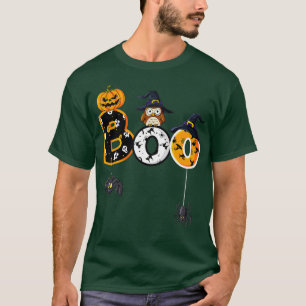 T-shirt Halloween Boo Owl Avec Sorcière Casquette Araignée