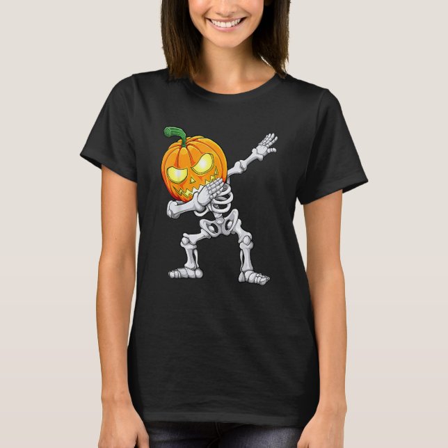 T-shirt Halloween Boys Dabbing Skeleton Scary Pumpkin Jack (Devant)