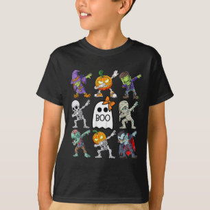 T-shirt Halloween Boys Skeleton Zombie Citrouille unique B