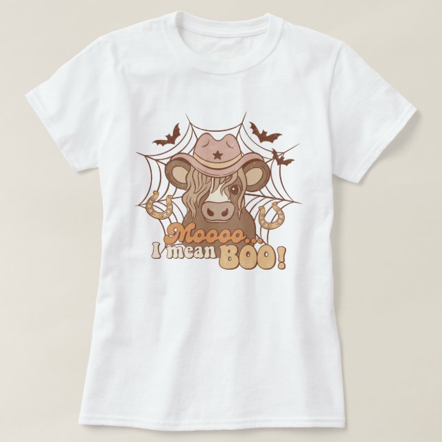 T-shirt Halloween branché Western Funny Cow Moo Boo Boo (Design devant)