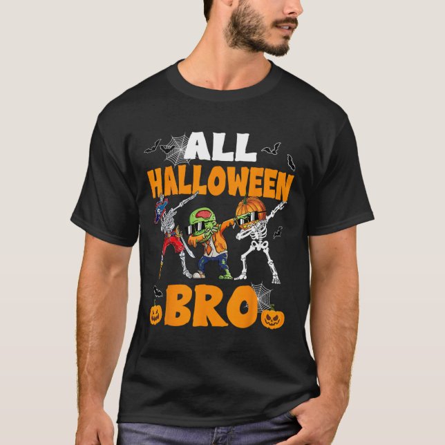 T-shirt Halloween Bro Dabbing Skeleton Jack-o'-lantern Boy (Devant)