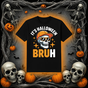T-shirt Halloween Bruh   Drôle Skeleton Skull