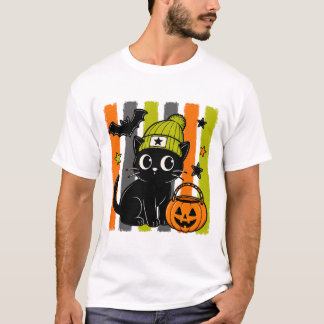 T-shirt Halloween Bucket Citrouille Chat Noir Mign