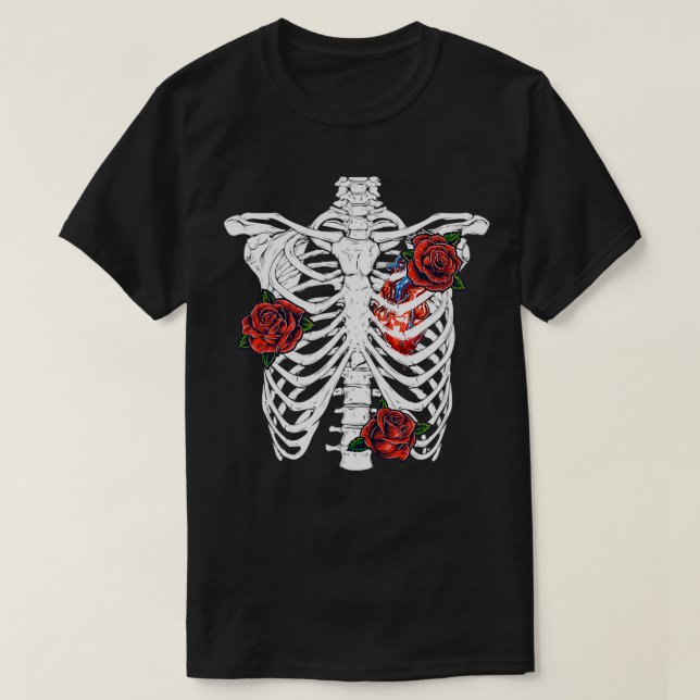 T-shirt Halloween Cage Rib Skeleton Jour Du 3 (Design devant)