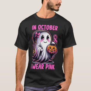T-shirt Halloween Cancer Du Sein Ruban En Octobre Je Porte
