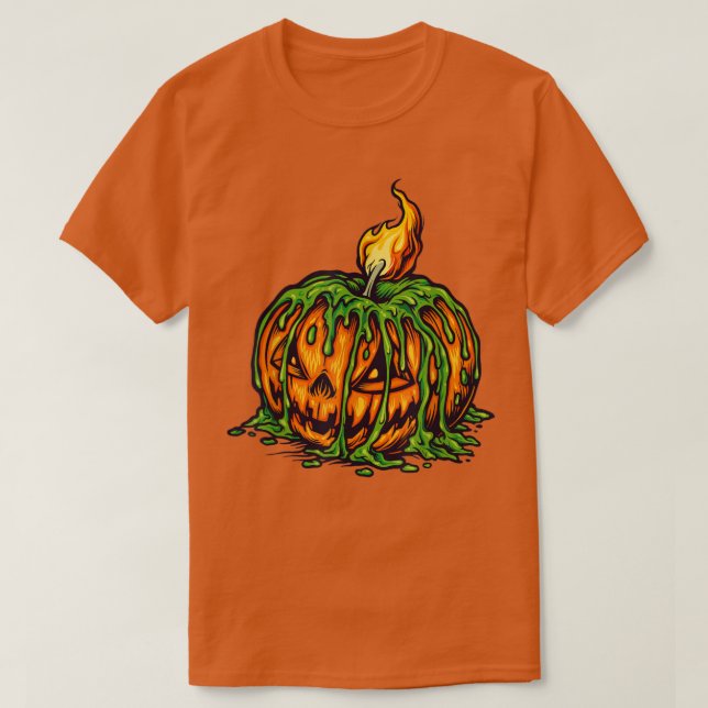 T-shirt Halloween Candle Scary Jack O Lantern  (Design devant)