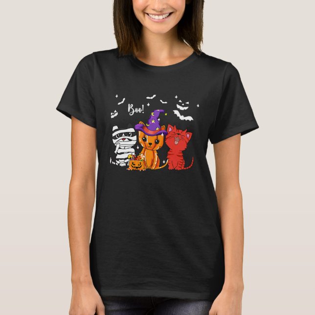 T-shirt Halloween Cat Boo (Devant)