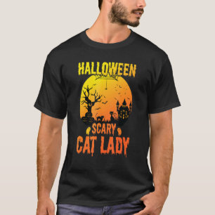 T-shirt Halloween Cat effrayant Lady Cute Costume