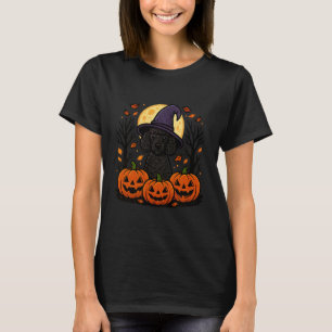 T-shirt Halloween Chapeau de Sorcière Poodle Noir Citrouil