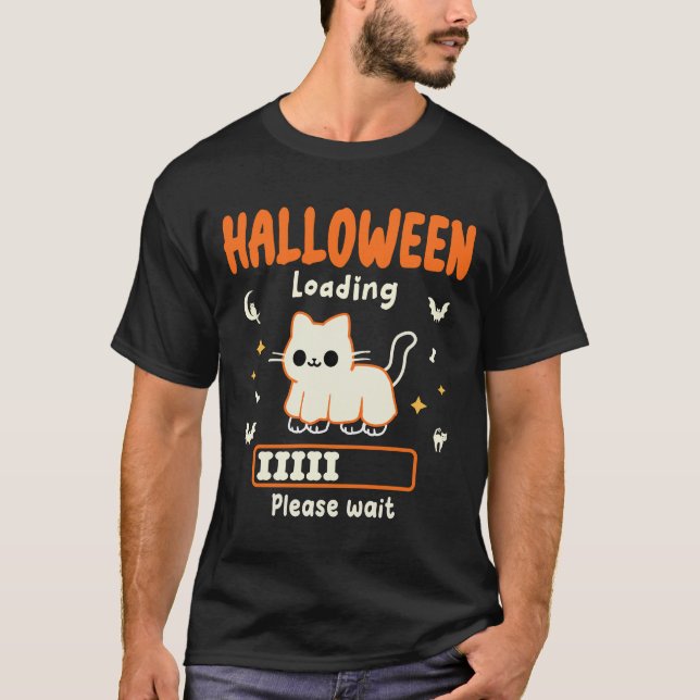 T-shirt Halloween Chargement S'Il Vous Plaît Attendre Drôl (Devant)