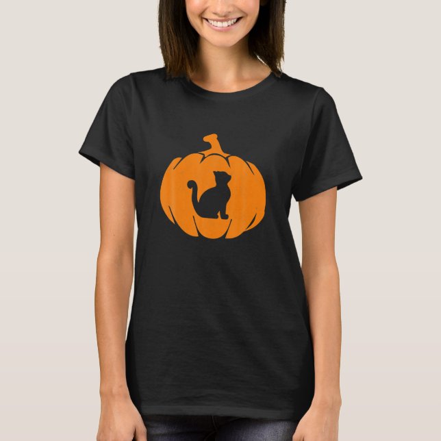T-shirt Halloween Chat Citrouille Kitten (Devant)