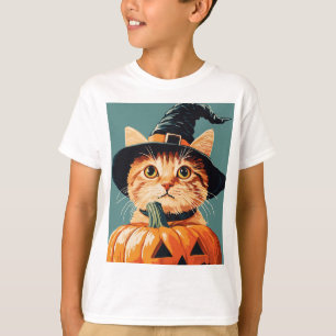 T-shirt Halloween Chat de sorcière Citrouille saison Éffra