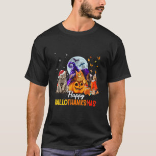 T-shirt Halloween Chat Et Joyeux Noël Joyeux Hallomerci
