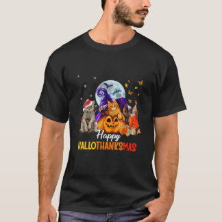 T-shirt Halloween Chat Et Joyeux Noël Joyeux Hallomerci