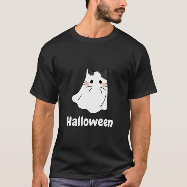 T-shirt Halloween chat fantôme (Devant)