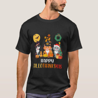 T-shirt Halloween Chat Halloween Joyeux Hallothanksmas Tha