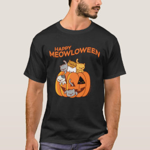 T-shirt Halloween Chat HAPPY MEOWLOWEEN Jack-o'-lantern P