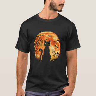 T-shirt Halloween Chat Lune Chauve Chauve chauves-souris E