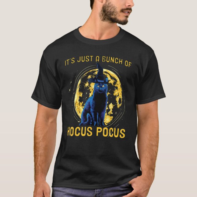 T-shirt Halloween Chat Noir C'est juste un tas de Hocus Po (Devant)