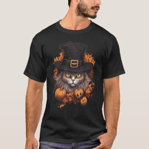 T-shirt Halloween Chat Noir Costume Citrouille Effrayant É